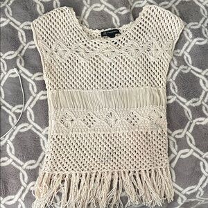 INC Vintage Cream Crochet Top